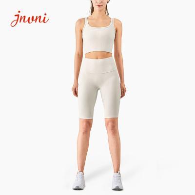 China High Waist 210 gsm Ribbed Yoga Activewear Sets Workout Shorts Gym Fitness Set for sale