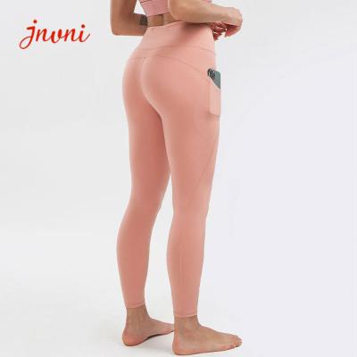 China Solid 80% Nylon Soft Fabric 210gsm Running Leggings With Pockets for sale