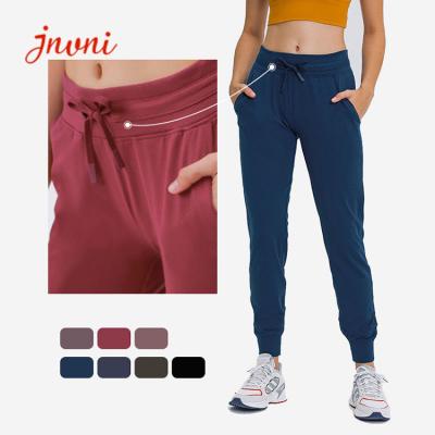 China Women Lulu Light Weight Yoga Jogger Pants Jogger 300gsm Lace Up Sweatpants for sale