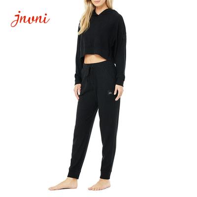 China Ribbed Nylon Spandex Womens Loungewear Set 360gsm Tracksuit Sets For Women for sale