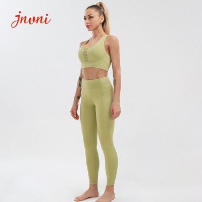 China Gym Clothes 210gsm Women'S Workout Sets 2 Piece Outfits High Waisted Pocket for sale