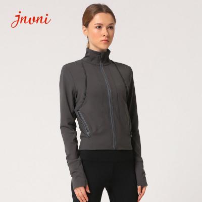 China 280gsm Women Yoga Jacket Turtleneck Zipper Slim Fit Yoga Jacket With Hidden Pockets for sale