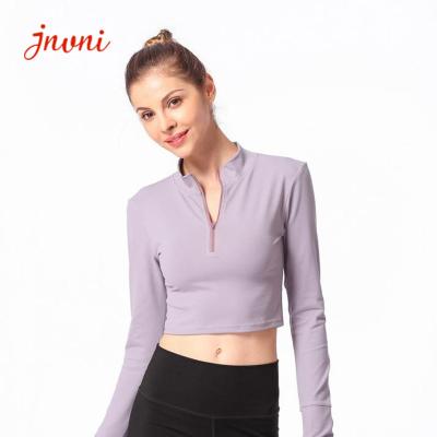 China Plus Size Long Sleeve Zipper Women Yoga Jacket 300gsm Turtleneck Gym Fitness for sale