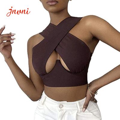 China Halter Neck Wrap Crop Top 200gsm Solid Cami Tank Tops RGS for sale