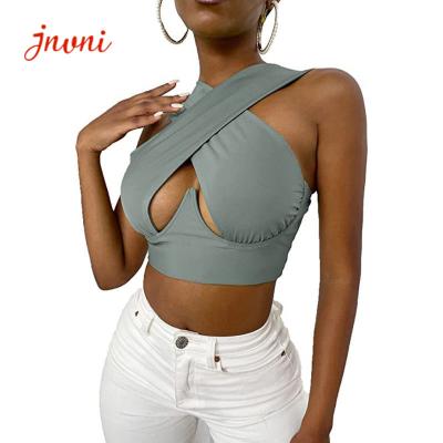 China OEM Yoga Sports Bras Sexy Women'S Crisscross Cut Out Vest Halter Wrap Crop Top for sale