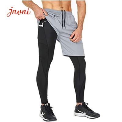 China Men'S 2 In 1 Running Pants Workout Gym Shorts Sweatpants With Zipper Pockets for sale