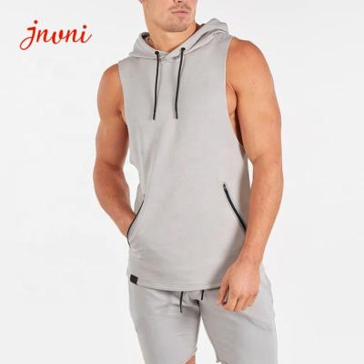 Chine L'Activewear des hommes sportifs de forme physique complète le T-shirt sans manche de Hoodie avec la poche de tirette à vendre