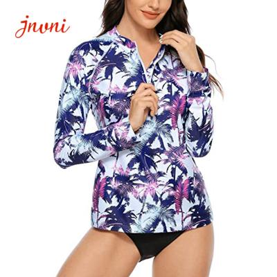 China Zip Front Women's Rashguard Swimsuit Sun Protection Swimming Jacket for sale