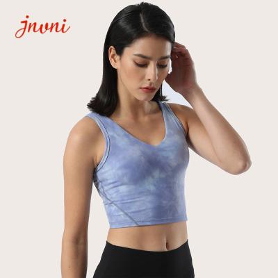 China Buttery Soft Tie Dye Yoga Bra High Impact Bra Push Up Shockproof Gym Fitness Bra for sale