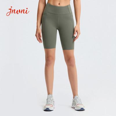 Chine Shorts actifs élevés scellés de yoga du gymnase 220gsm de taille avec la baisse dans des poches latérales de téléphone à vendre