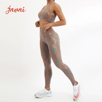 China Shinny Sportswear 280gsm Yoga Activewear Sets Running Yoga Leggings Set 2 Piece Set for sale