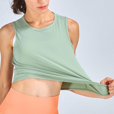 China Naked Feeling Women Yoga Tank Top Breathable Loose Fit Training Crop Vest for sale