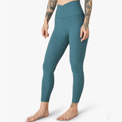 China Curve Flattering High Waisted Workout Leggings Tights Overlapping for sale