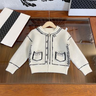 China Fashion Fleece Clothing Round Top Medium Cotton Round Anti-Shrink Cardigan Small Solid Colorblock Kids Casual Sweaters for sale