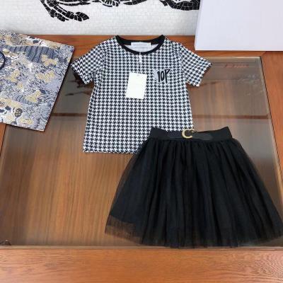 China Hot Selling Breathable Good Quality Tulle Layered Two Piece Suit Sleeve Skirt Toddler Girl Short Skirt Outfit for sale