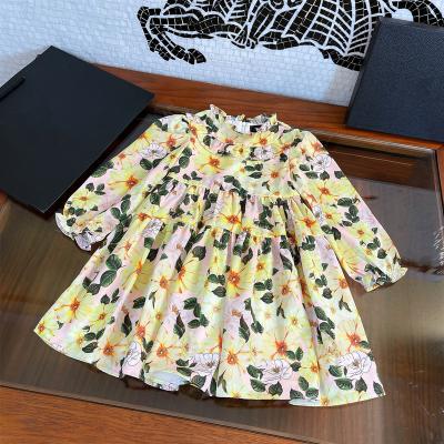 China New Fashion Breathable Bridesmaids Dresses Chiffon Floral Children's Clothing Girl's Long Sleeve Dress for sale