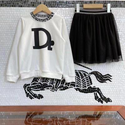 China Vintage Fashion Two Piece Long Sleeve Top Skirt Suit Children's Teens Sweated Girls Dressing Sets For Kids for sale