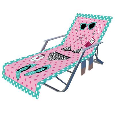 China Factory direct wholesale simple water absorption and quick dry beach towel lounger cover with pockets for promotion for sale