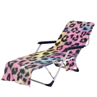 China Manufacturing simple microtiber factory leopard style pink towels pool sofa beach chair sunny quick dry blanket with pocket for sale