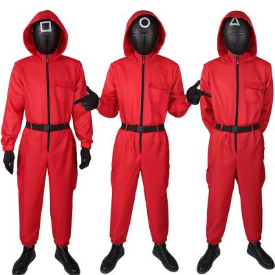 China Wholesale Newest Popular TV Show Squid Game Red Jumpsuits Party Cosplay Clothes Squid Game Costume Halloween Apparel For Sale for sale