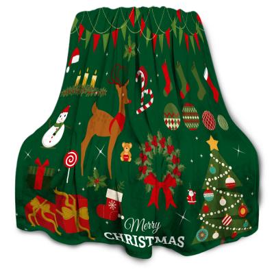 China Anti-pilling Merry Christmas Kids Throw Custom Printed Throw Blanket Christmas Festival Decor 3D Shott Sherpa Velvet Fleece Covers For Christmas for sale