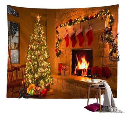 China Anti-pilling Hot Amazon Christmas Tapestry Christmas Tree Decoration Cloth Bedroom Background Cloth Hanging Tapestry In Stock for sale