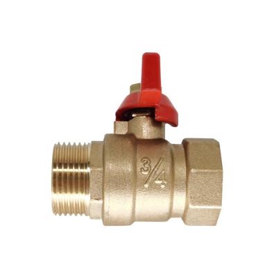 China Normal Temperature Body Thickened Brass Butterfly Brass Butterfly Handle Ball Valve Female / Male 1/2