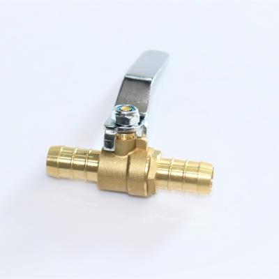 China General High Quality Brass Jointer H58 Double Main Red Hose Barb Ball Valve Handle Ball Valve For Air-compressor Heater Gas Pipe Shower for sale