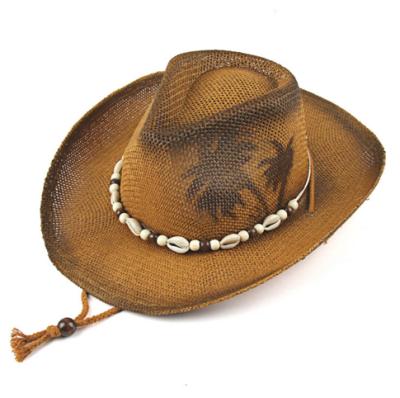 China Western Character Men And Cowboy Wide Hat For Sale Straw Cowboy Hats Summer Small Gift Sunshade Brim Wholesale Ladies Beach Sunscreen for sale