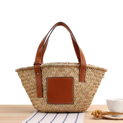 China 2021 Fashion CIA Indonesia Bag Straw Beach For Summer Basket Straw Leather Bag for sale