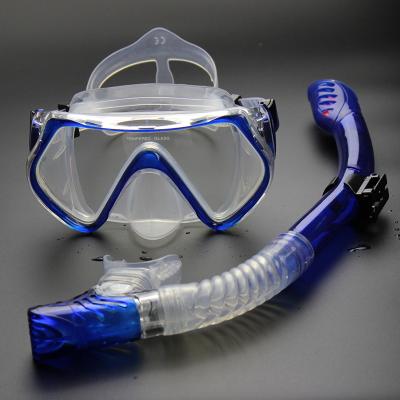 China Google Tempered Glass Diving Snorkeling Mask Set Full Dry Diving Mask Set Waterproof Swimming Snorkel For Adult for sale