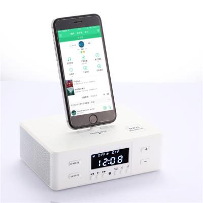 China BT Android Speaker Alarm Clock Radio Station Charger Dock AirPlay iPhone Mobile Phone Bedside Sound Box USB Desktop Dual for sale