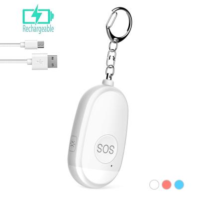 China Rechargeable Waterproof/Waterproof Self Defense Panic Alarm with Key Chain Portable Pocket Alarms with LED Light for sale