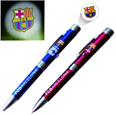 China Customized LOGO Pen Metal LED Fixed Sights Projector Ballpoint Pen Customized Projection Team Promotional Club Pen Football Gift for sale