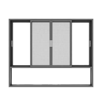 China Magnetic Screen Wind Proof Customized Sliding Double Layer Solid Glass Large Aluminum Windows for sale