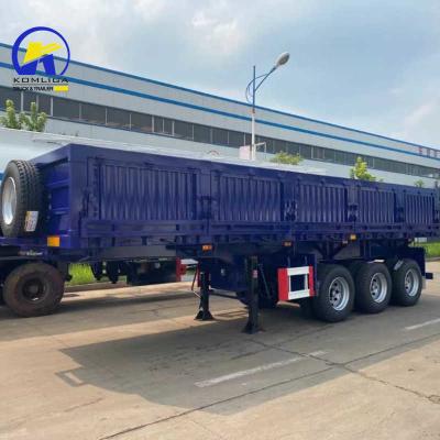 China 30-100t Heavy Duty Semi Trailer Truck with Side Wall and One Piece 1m *0.5m*0.5m Tool Box for sale