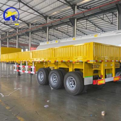 China 40-60 Tons Cargo Capacity Flatbed Semi Trailer with 3 Fuwa/BPW Axles and Side Wall for sale