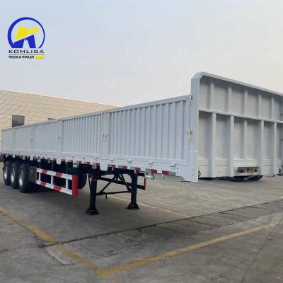 China LED Light 3 Axle 12wheels 40ton 60ton Side Wall Semitrailer Fence Cargo Container Trailer for sale