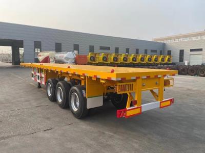 China 3 assen 20FT 40FT Tanzania Gebruikte platbed trailer met King Pin Jost 2.0 of 3.5 inch Te koop