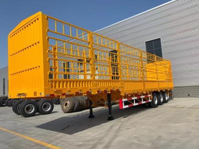 China 3 Axle Stake Fence Semi Trailer with 7000-8000mm Wheel Base and 40-60 Tons Capacity for sale