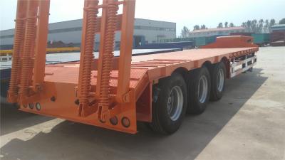 China 40-100 Tons Payload Flatbed Lowbed Semi Trailer with Ramp Heavy Load Ramp and Used for sale