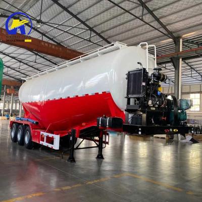 China 3/4 Axles Dry Powder Bulk Cement Material Tanker Semi Truck Trailer with Diesel Engine for sale