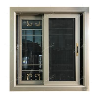 China Xuanmei Home's Sliding Used Simple Design Champagne Color Aluminum Sliding Windows for sale