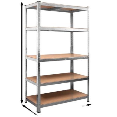 China High Quality 5-Shelf Particleboard Warehouse Rack Q235B Garage Steel Adjustable Storage Shelf Boltless Rivet Shelving for sale