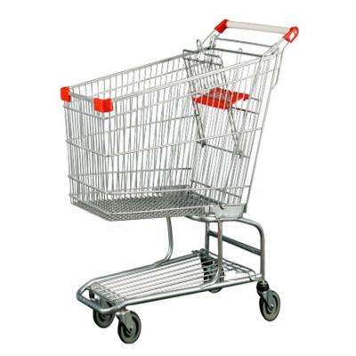 China Steel Unfolding Shopping Cart With PU Wheels for sale