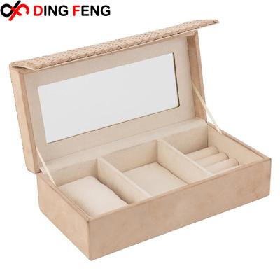 China China Leather Factory Customize Travel Jewelry Storage Box Case Luxury Leather Jewelry Box for sale