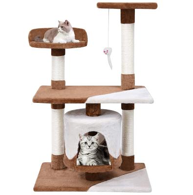 China Amazon Cat Tree House Durable Hot Sale In Wooden Cat Scratch Post Kratzbaum Pet Toys for sale