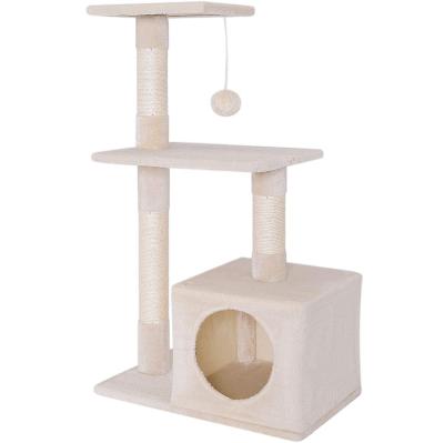 China Hot Selling Sustainable Amazon Cat Tree And Cat Condo Wooden Simple Scratch Tree For Climbing for sale