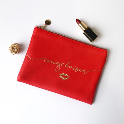 China Fashion Waterproof Leather Cosmetic Bag With Logo Custom Makeup Case Toiletry Organizer Clutch Money Bag for sale