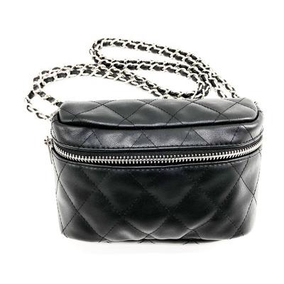 China Wholesale Luxury Lady Hiking Crossbody Waist Bag Fanny Pack With Chain Handle Women PU Belt Water Proof DEQI Bucket Leather Kids Black for sale